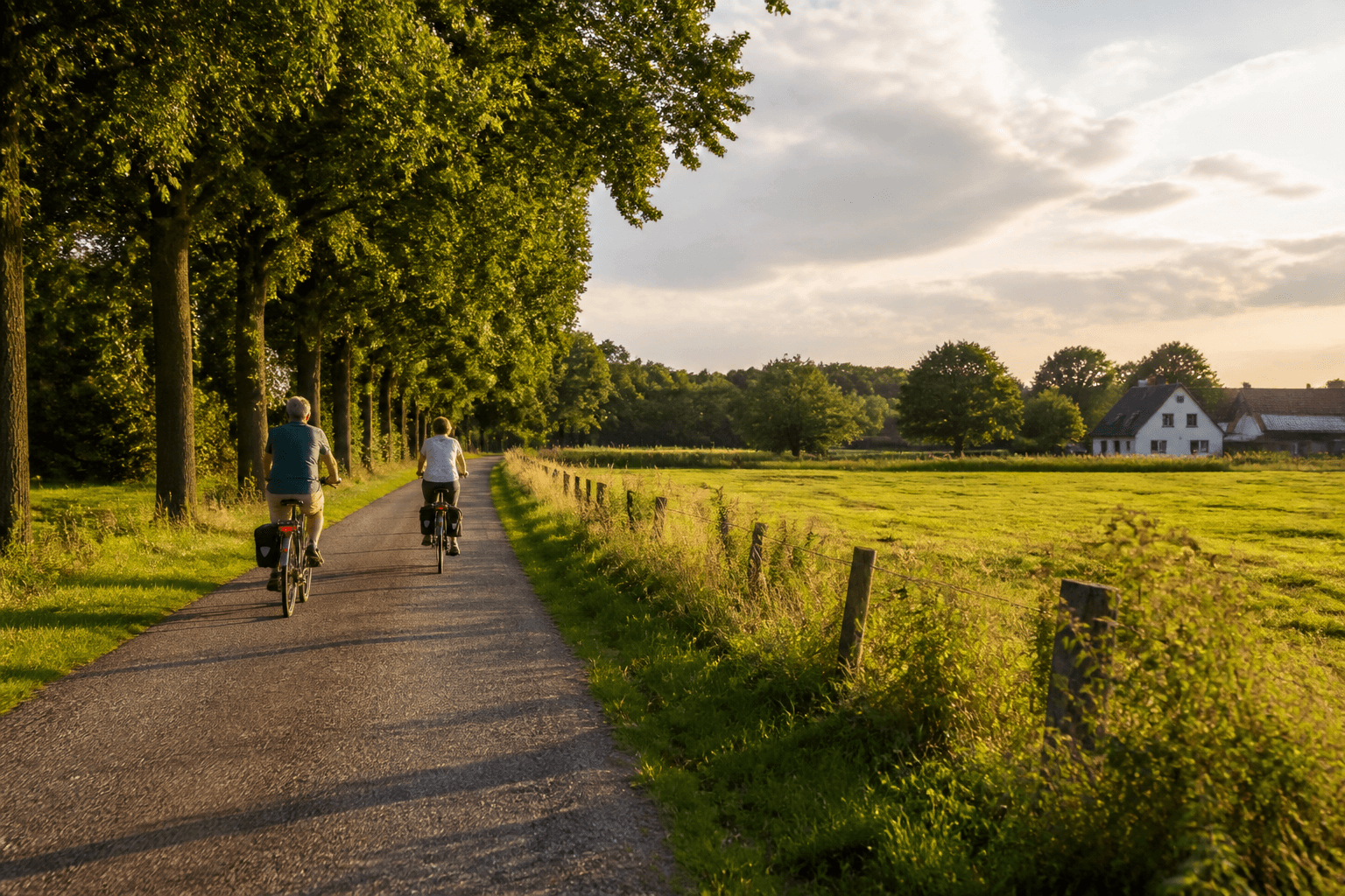 Fietsers op een landweg in de Achterhoek bij Vorden